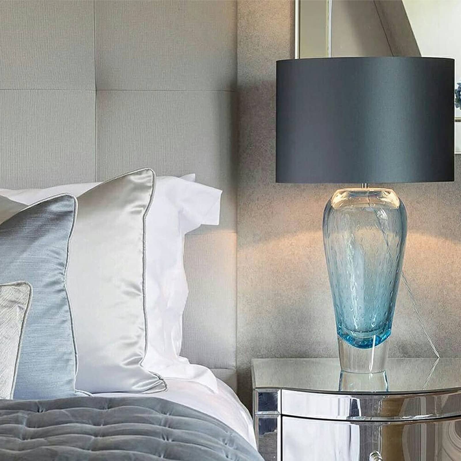 XANAYXWJ Lampada Lampada da letto Lampade da tavolo Lampade da comodino in vetro con paralume in tessuto Lampade da comodino concise per casa e ufficio Lampada da tavolo da caffè, Lampada da scrivania