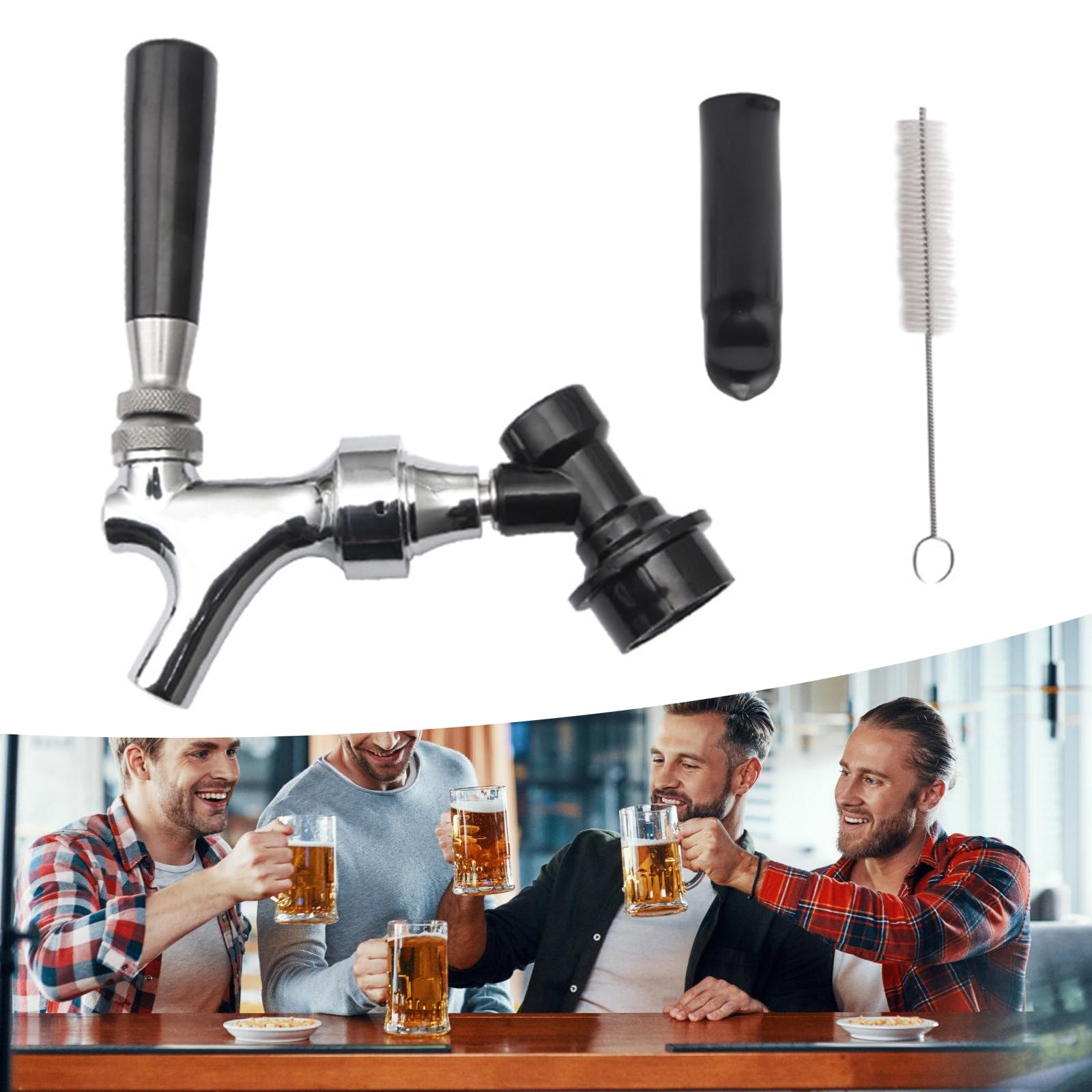 Grifo para barriles de cerveza fácil de instalar con desconexiones rápidas de acero inoxidable Grifo para barriles para fiesta para control de flujos precisos Bloqueo de bola Grifo para cerveza