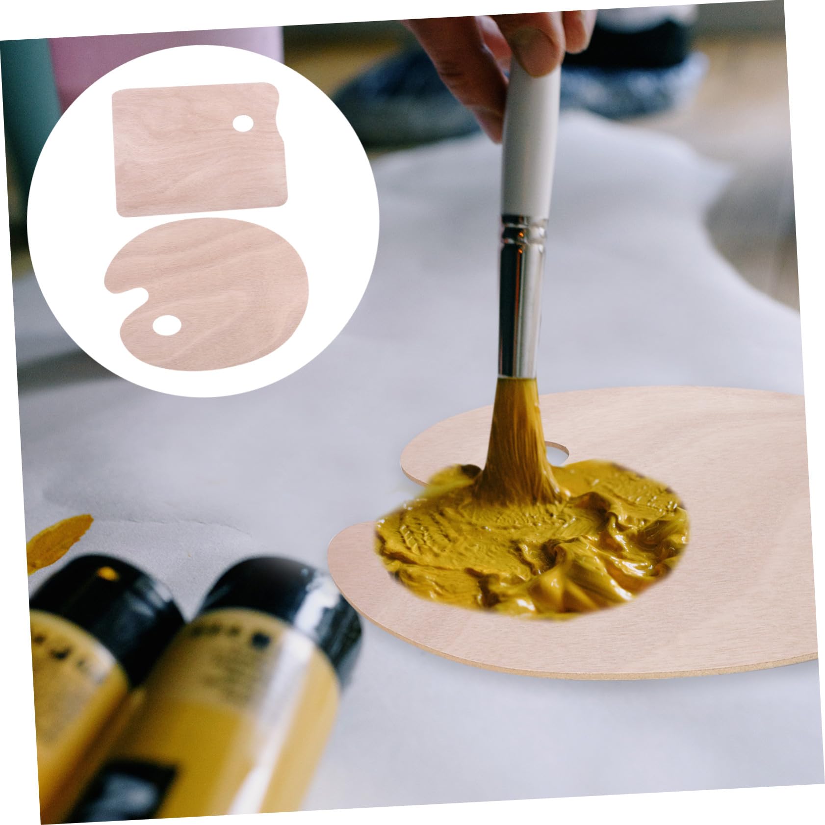 PLAFOPE 2 Pièces Palette de Peinture pour Artistes Plateaux à Pigments Ovales et Carrés Légère Réutilisable et Facile à Nettoyer pour Mélange de Couleurs
