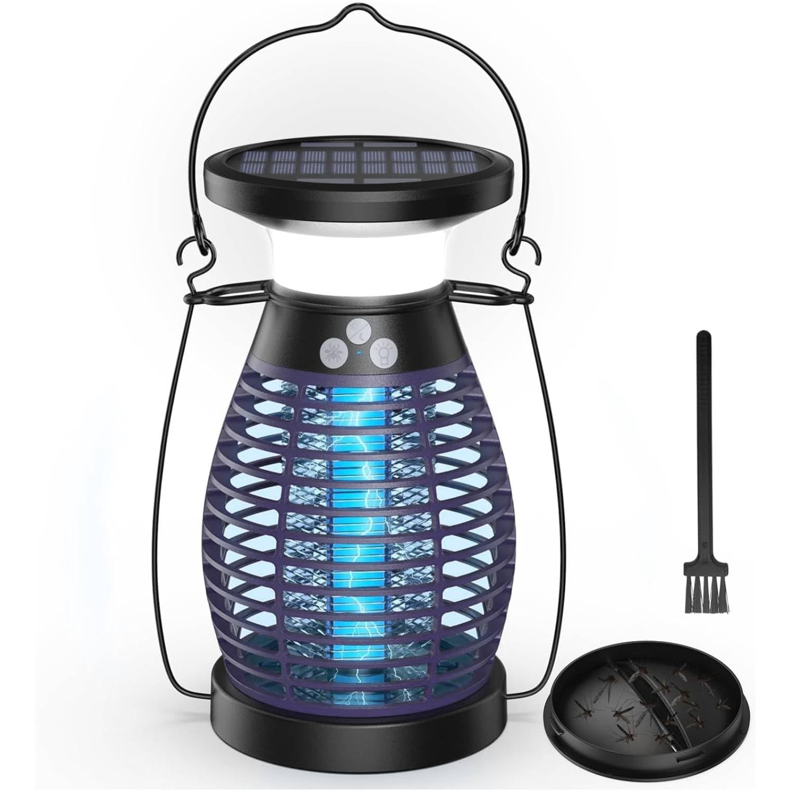 Electric Insect Killer, UV Mosquito Lamp, Fly Trap, USB Insect Killer, Mosquito Trap, Solar Energy, Portable Fly Traps, Illuminated Lamp for Indoor and Outdoor Use, Campsites (Purple)
