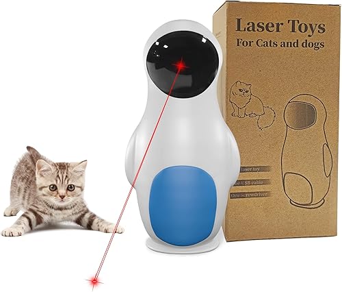 Juguete láser para gatos automático, juguete láser para gatos de interior, modo rápido y lento, ángulo ajustable, rango de anillo. Juguetes