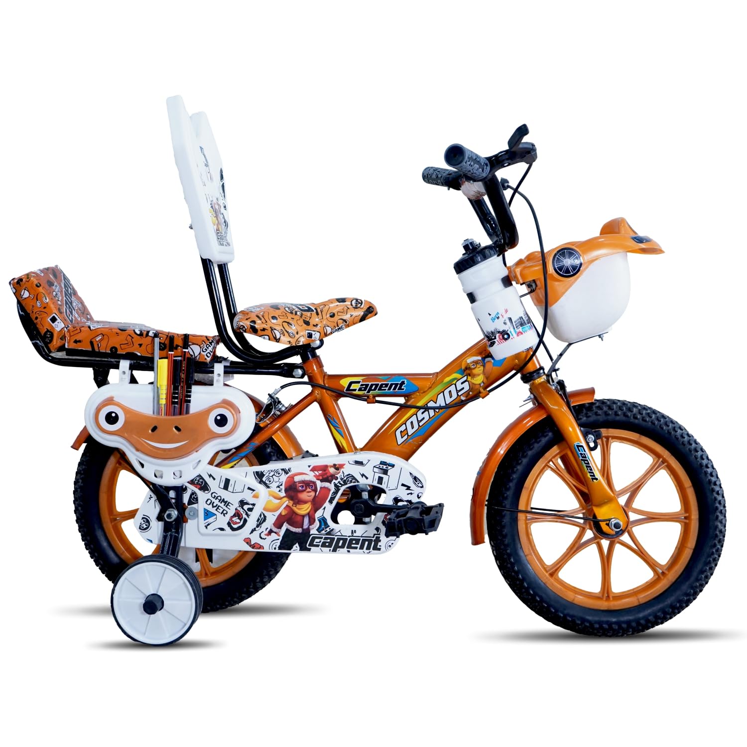 CAPENT Cosmos 14T Cycle for Kids with Support Wheel & Back Rest Seat | Rigid Suspension | Tubeless Tyre | Frame 9 Inch | Ideal for 3 to 5 Years Boys & Girls (Gold)-image-6