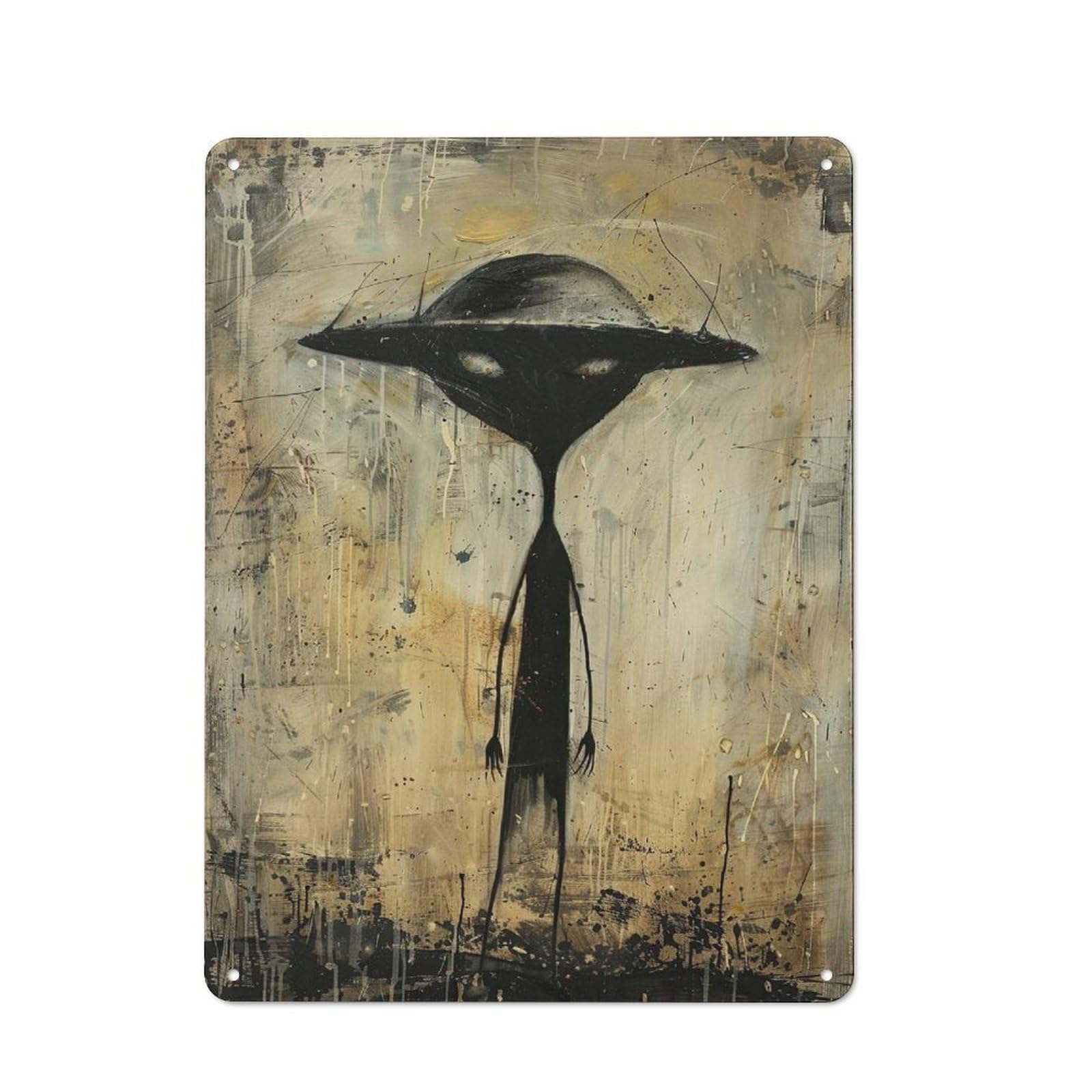 Junmoney Alien Art Lv Rustic Tin Sign 40X30cm For Café Or Home Bar, Suited To Hospitality Decor Collectors