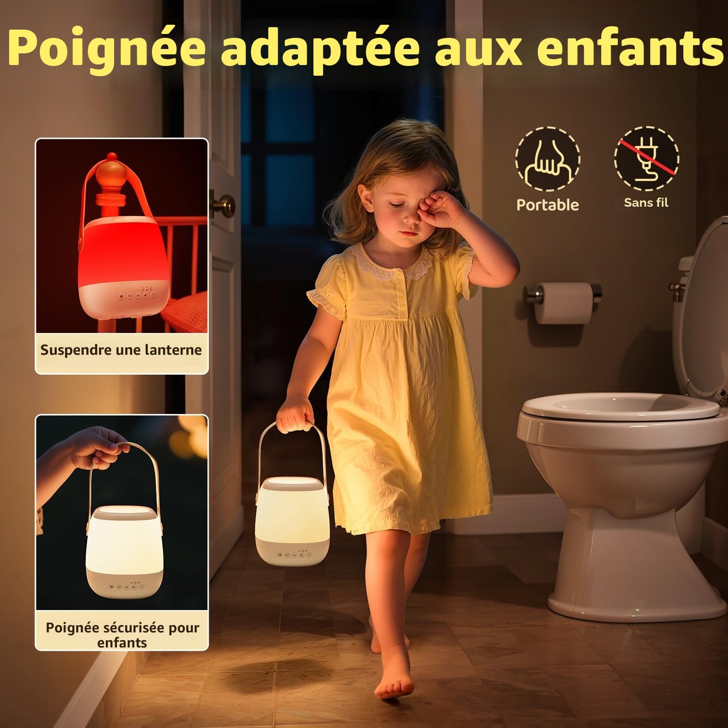 One Fire Veilleuse d'allaitement pour bébé à intensité variable, machine à bruit blanc avec 12 sons, 16 couleurs + minuterie automatique, aide au sommeil pour bébés et enfants