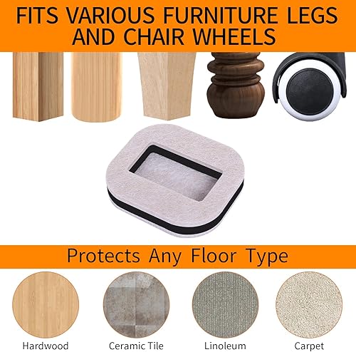 Miniatura 3 de 12 posavasos de fieltro para muebles de pisos de madera, almohadillas de fieltro para muebles, silla de oficina, nevera, muebles, tapón de rueda