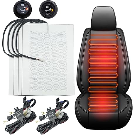 4Pcs Universal Car Seat Covers with 2 Adjustable Heated Seat Cushions
