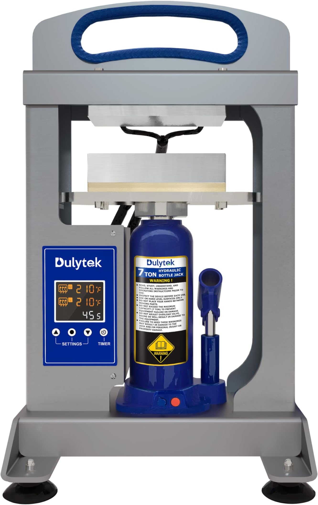 Dulytek DHP7-E Hydraulic Heat Press Machine, 7-Ton Pressing Force, Dual Heat 6" Plates, Touchscreen Control Panel - Free Starter Accessories Kit