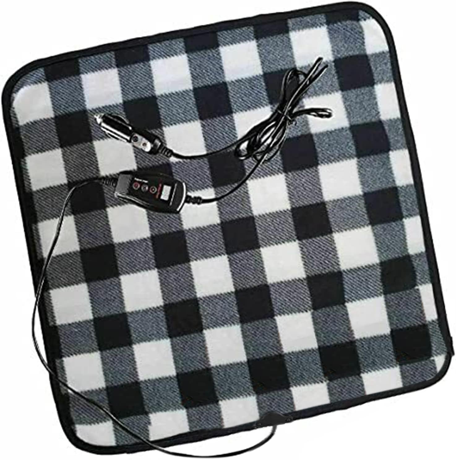 ZONETECH Black and WhitePlaid Warming Pad Cozy Warmth in Cold Weather Perfectly Sized for Comfort and Portability for Pets