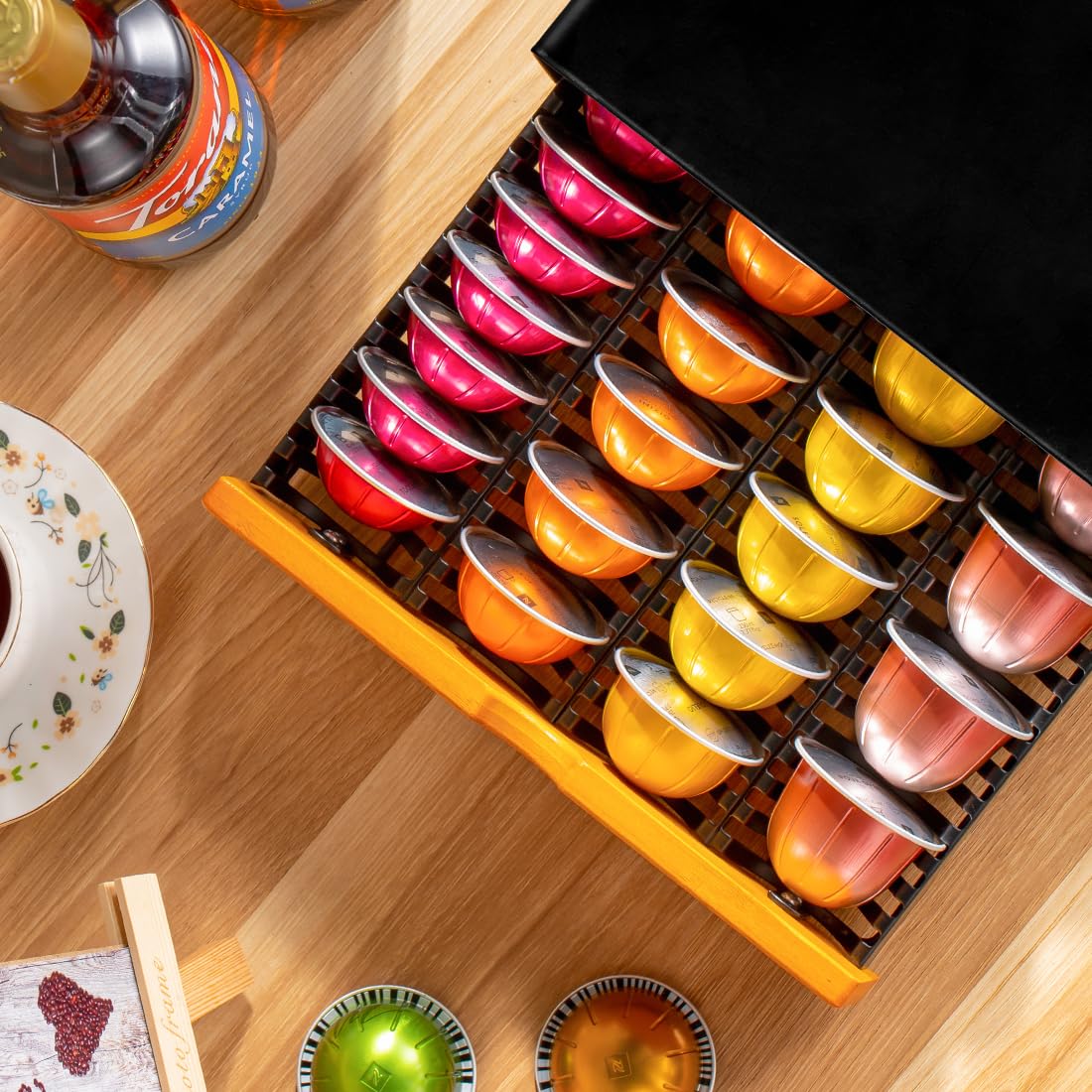 Flagship Soporte para cápsulas de café Vertuo para cápsulas Nespresso, metal negro, se adapta a todos los tamaños de cápsulas Vertuo
