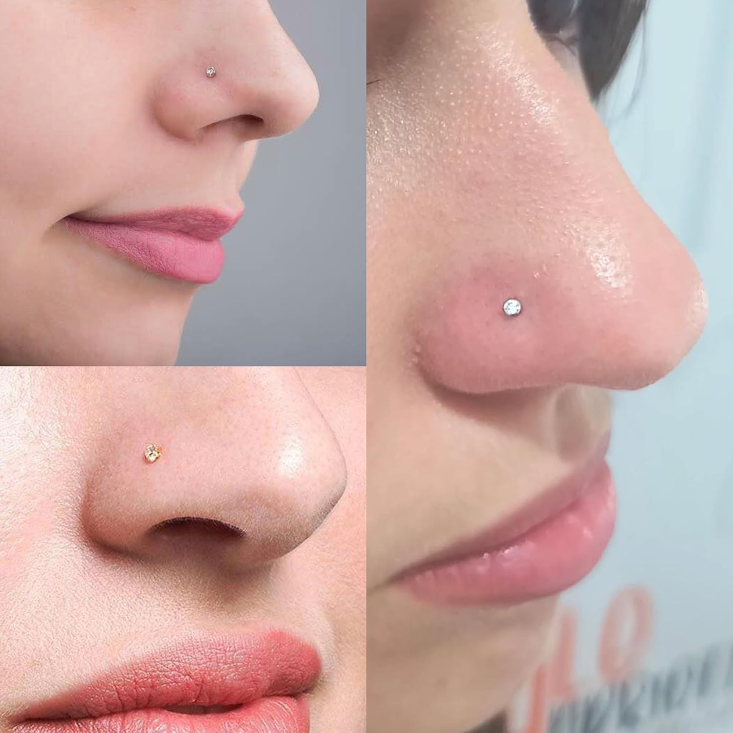 Nose Rings Studs for Women Men: Hypoallergenic Gold Silver 316L Surgical Stainless Steel Septum L Shape/Corkscrew Nose Studs Body Piercing Jewelry Tragus Conch 20G 18G - Image 4