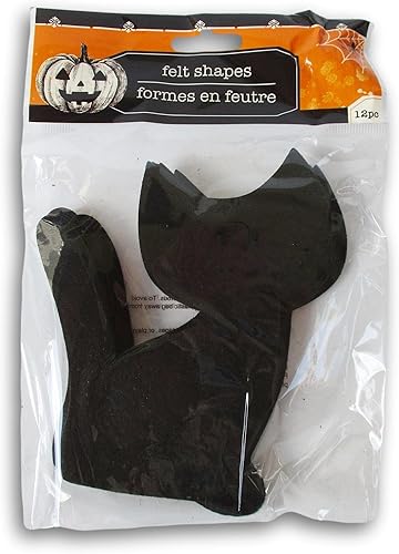 Miniatura 2 de Recortes de formas de fieltro para Halloween, 5.5 pulgadas, ideal para decoración de artes y manualidades, 12 piezas (gato negro)