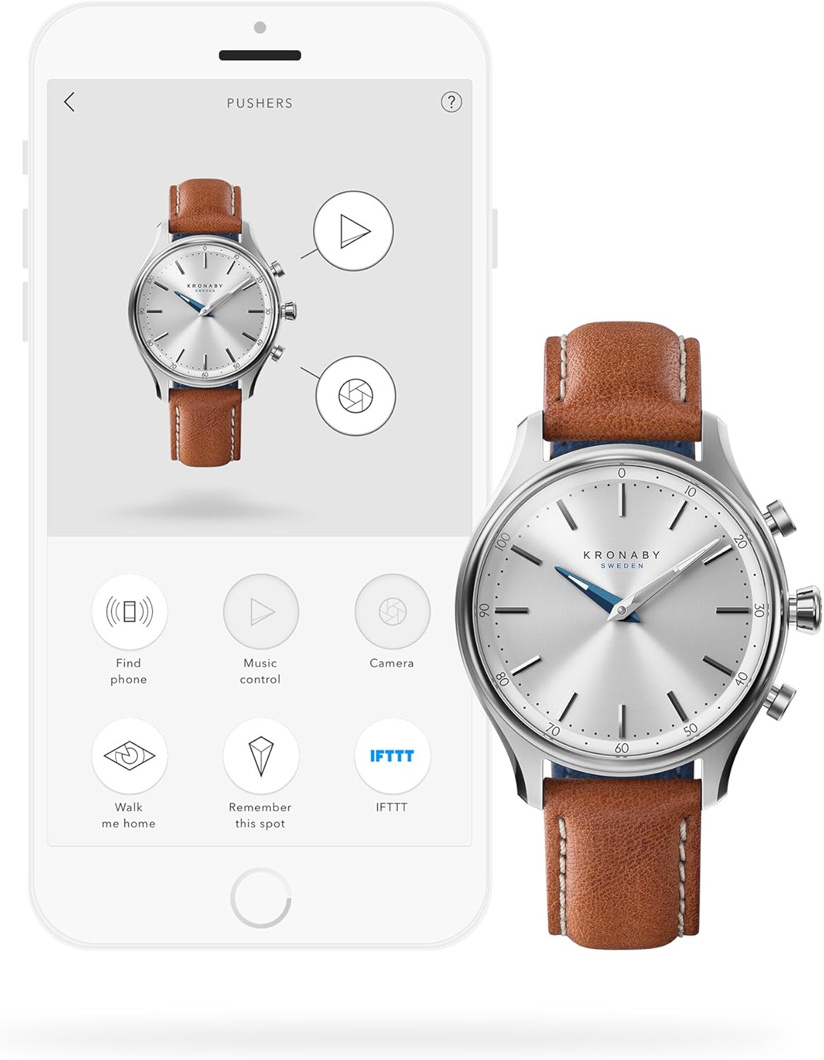 Kronaby S0658/1 Hybrid Smartwatch with smartphone app interface