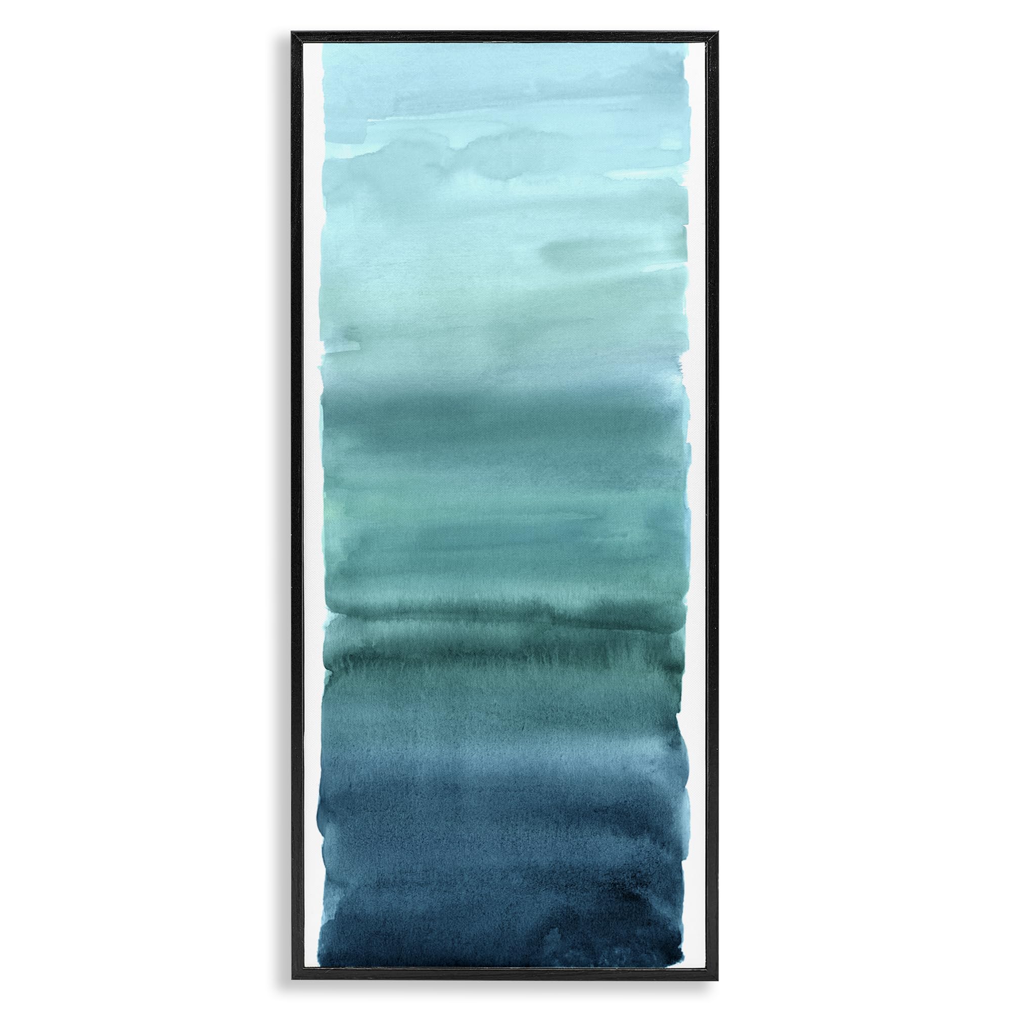Stupell Industries Cerulean Flow Gradient Background 'Cerulean Blend Gradient', Framed Giclee Art, Black, 13 X 30 Inches, Easy To Hang And Sturdy, Made In Usa, By Allie Corbin