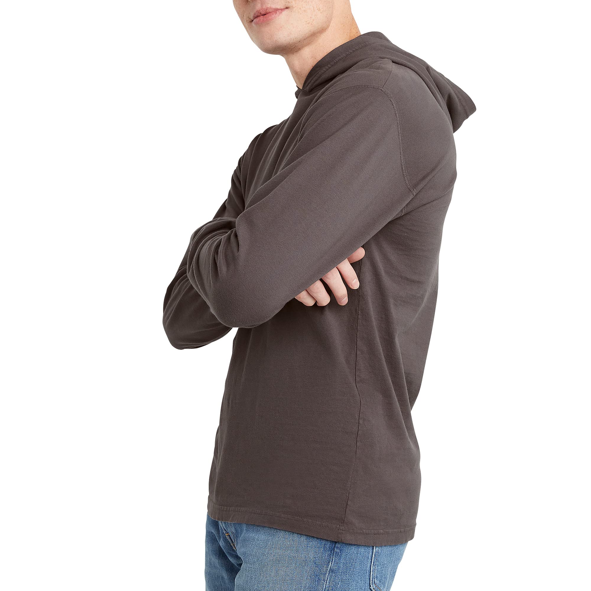 Hanes Originals Hooded Long Sleeve męska koszulka z kapturem Vintage Washed 100% bawełna Tee, New Railroad szary, XXL