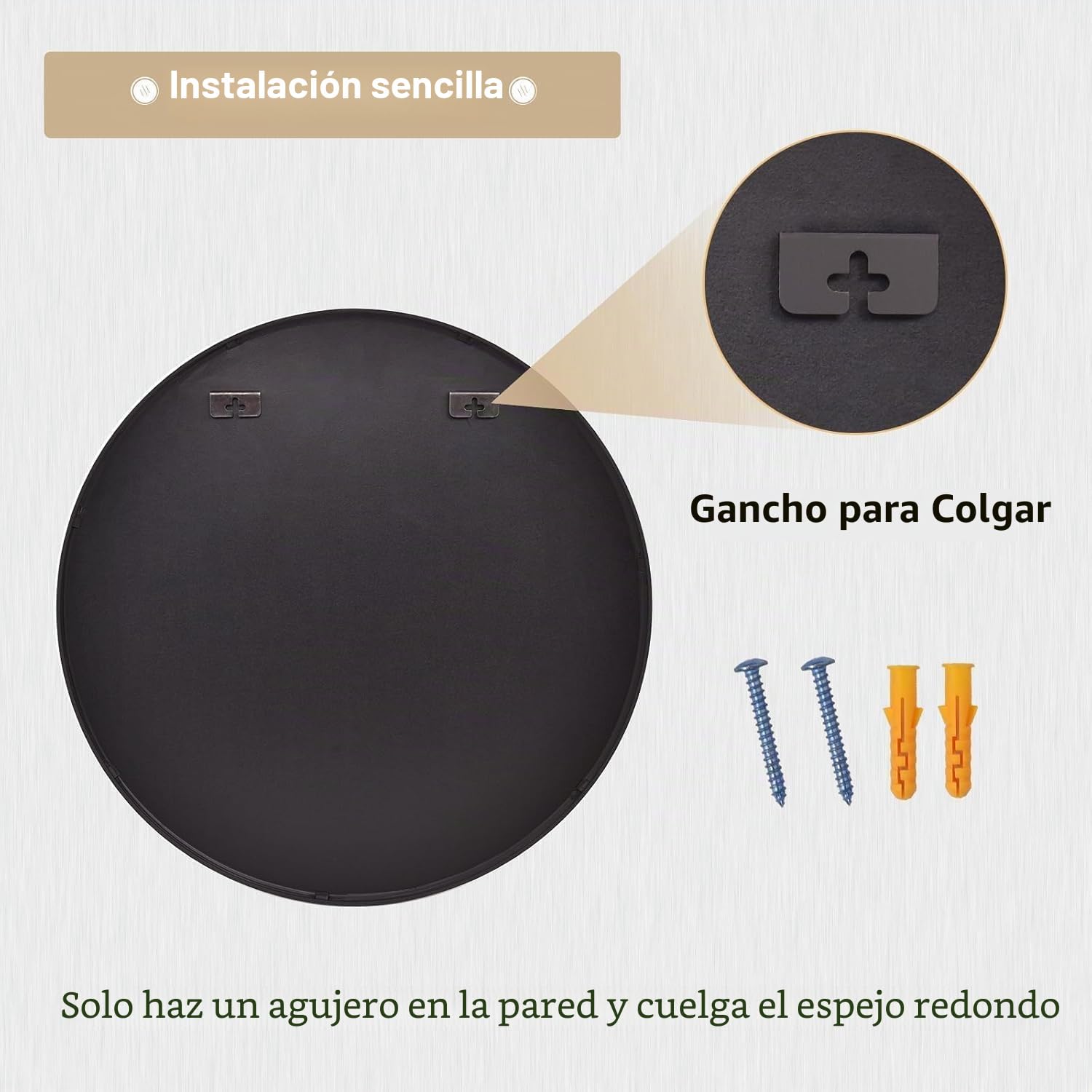 Espejo Redondo 70 cm, Espejos Decorativos de Pared con Marco de Aluminio, Espejos de Pared para Colgar, Espejo Decorativo Pared para Baño, Salón, Dormitorio y Recibidor