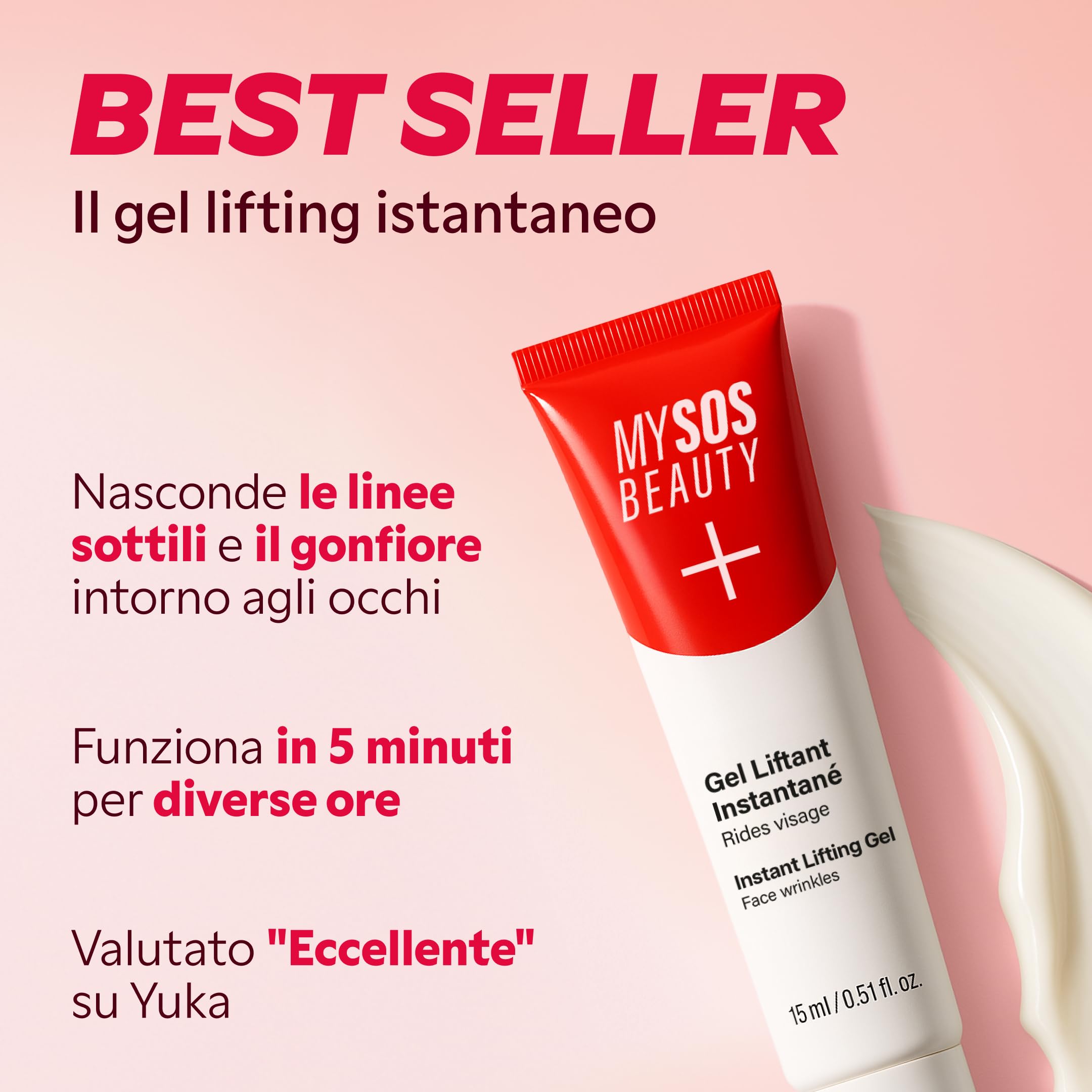 MYSOSBEAUTY - Correttore tasche e rughe, crema lifting temporanea per contorno occhi, anti-età, trattamento lifting istantaneo per 8 ore, riduce le tasche sotto gli occhi (15 ml)