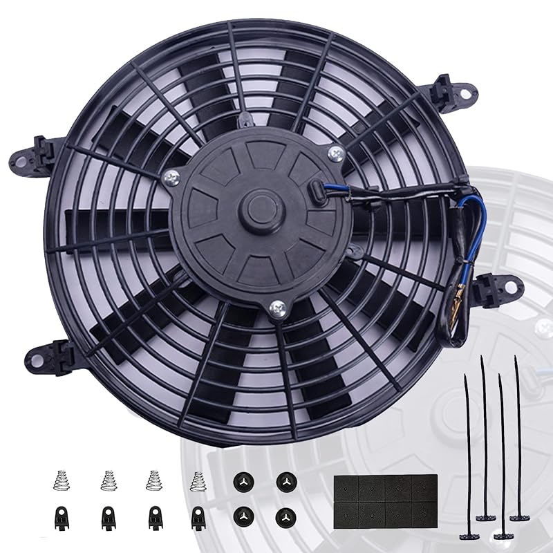 Ventoinha elétrica para radiador CTOCH 12 V reversível, 80 W, 10 polegadas – Kit de montagem