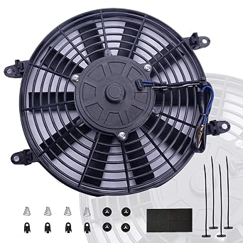 10" inch Electric Cooling Radiator Fan Assembly Reversible Push or Pull Universal Slim 12V Mounting Kit Black