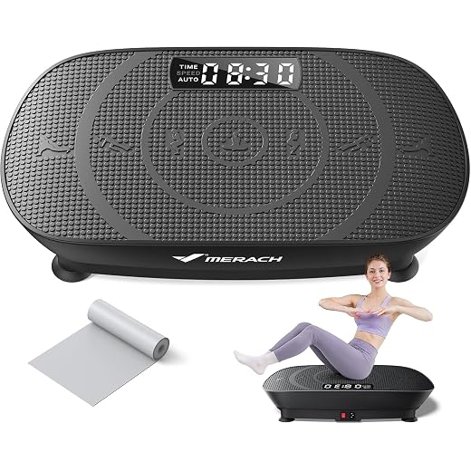 MERACH Vibration Plate Exercise Machine, Whole Body Workout Equipment for Women, Bluetooth and Silicone Pedal, Vibration Plate with Auto Mode, Vibrate Fitness Platform for Home