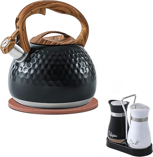 Juego de tetera y salero y pimentero de 3 cuartos de galón