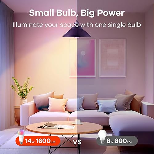 Miniatura 3 de OREiN Matter - Bombilla inteligente, 1600 lúmenes, equivalente a 100 W, bombillas inteligentes que cambian de color, funcionan con Apple Home,