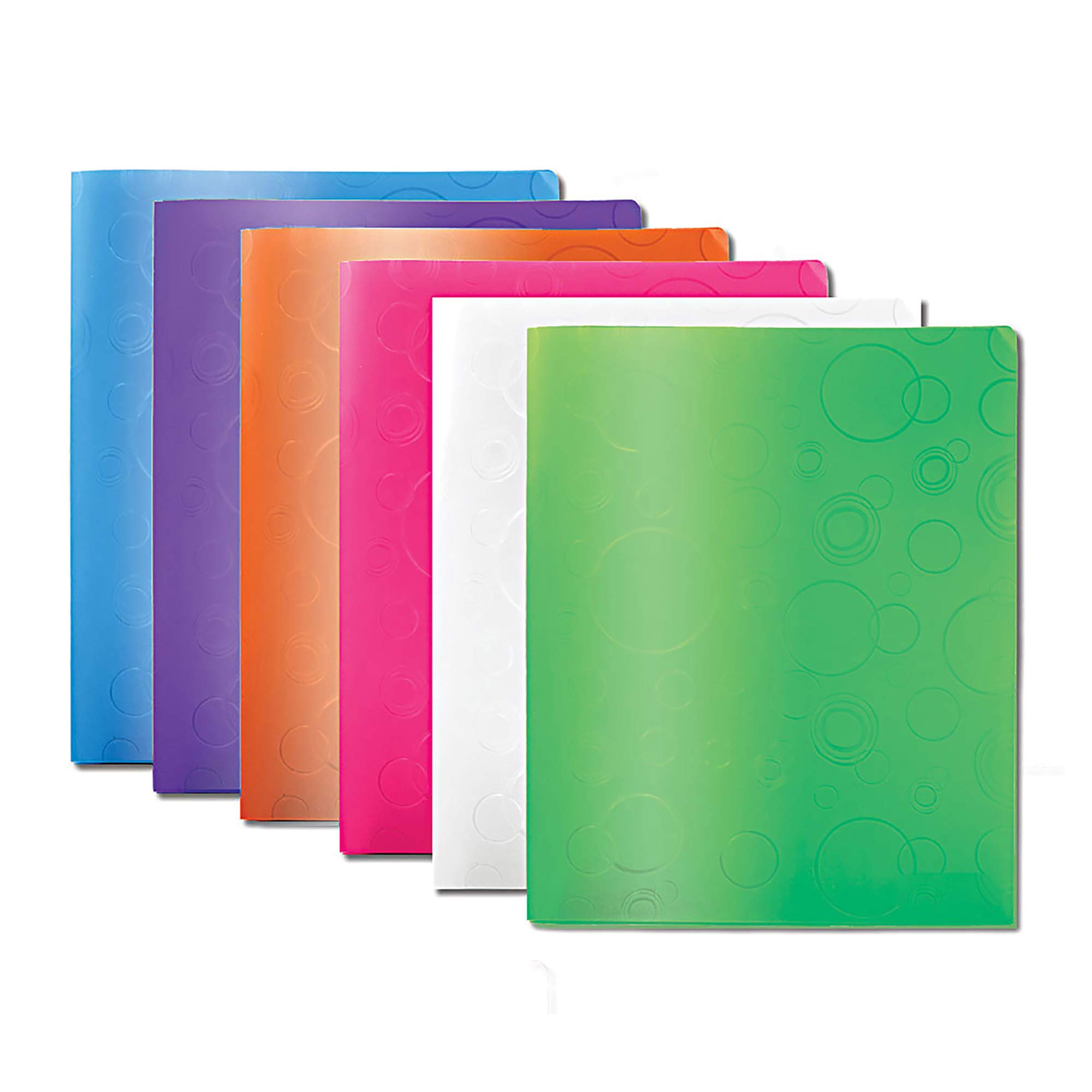 BAZIC 2 Pockets Poly Folder, Bubble Embossed Portfolio, Letter Size Plastic Folders Holder for Office Business Document Papers Organizer, 6-Pack