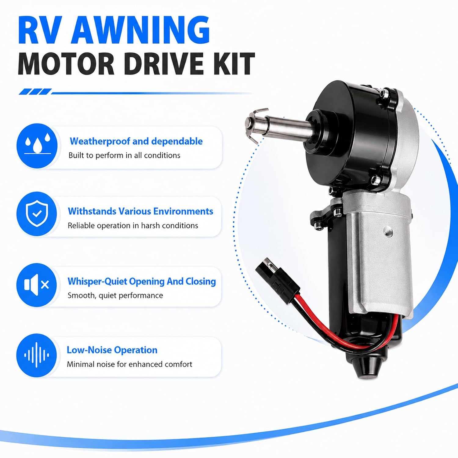 RV Awning Motor Drive Repair Kit 3316605.001 Compatible with Dometic 9200 Series Power Awnings, Replace 3317084.000U 3316605.017 8962001.400U, Black