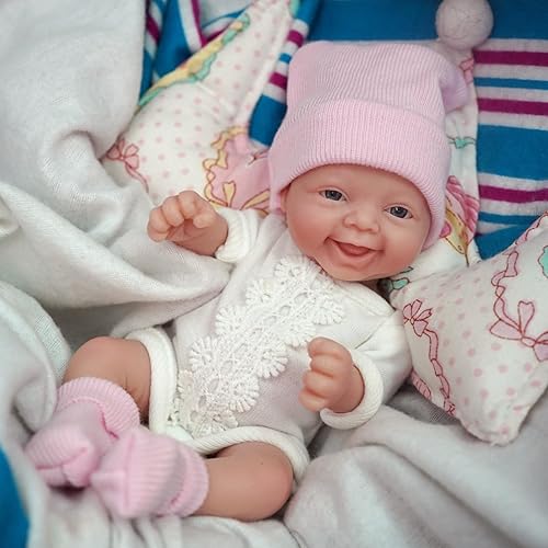 Miniatura 6 de Mini bebé de silicona de 7 pulgadas, muñecas Reborn de cuerpo completo de silicona realista recién nacido, muñeca de bebé en miniatura de la vida