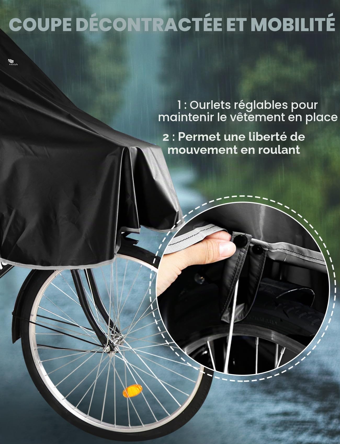 ANYOO Imperméable à l'eau Cyclisme Capes Portable Léger Pluie Poncho Vélo Vélo Compact Réutilisable Unisexe pour Randonnée Camping en Plein Air