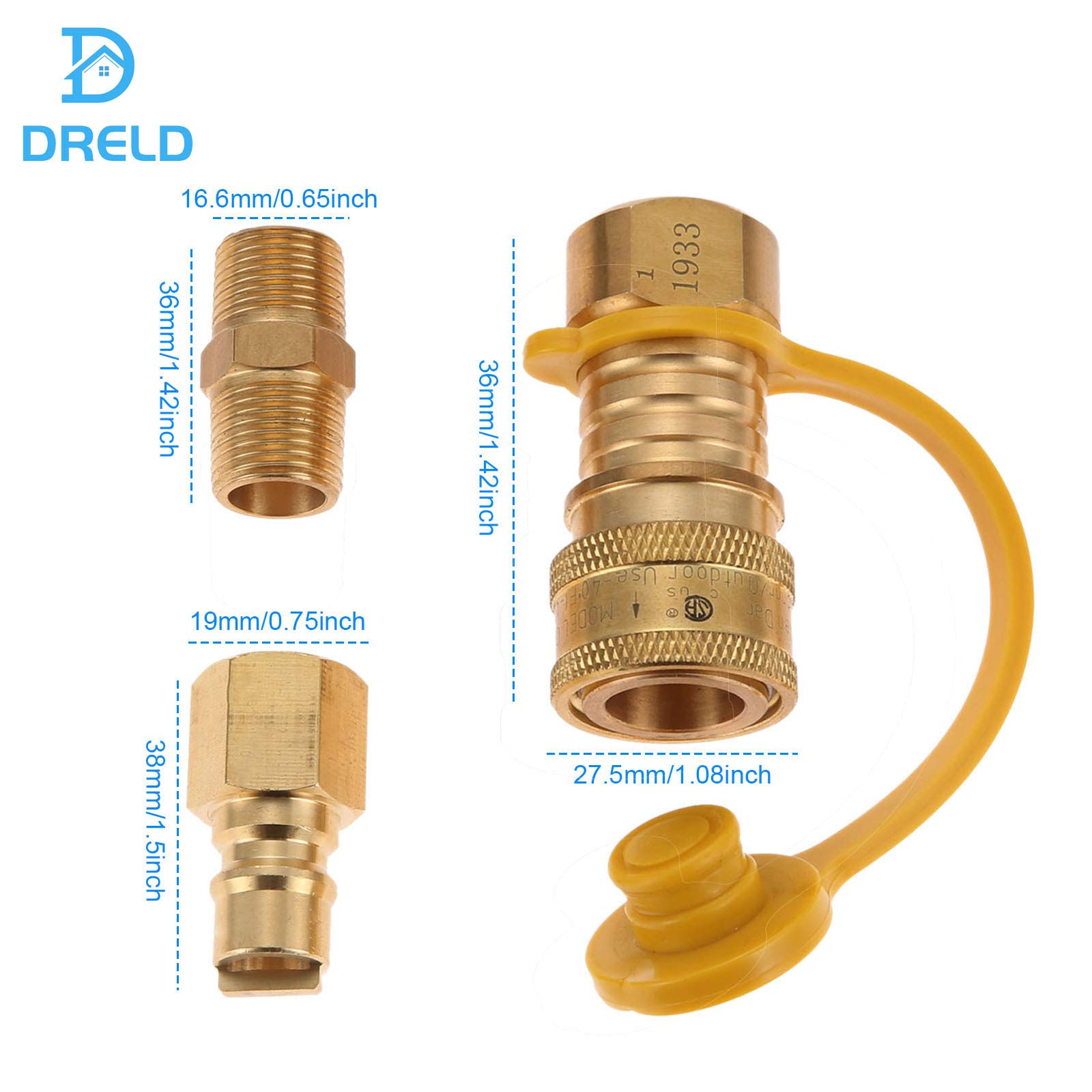 Buy DRELD 3/8 Inch Natural Gas Quick Connect Fittings, Propane Gas