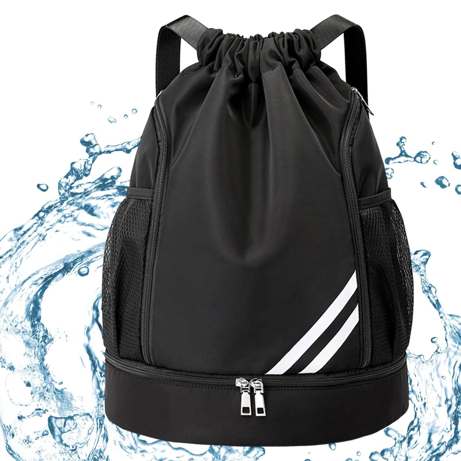 TROONZ Drawstring Sackpack - Water Resistant Sports Backpack Drawstring Bags | Multi-pocket Sports Backpack Daypack, Sport Gym Sack with Drawstring for Fitness Training Travel