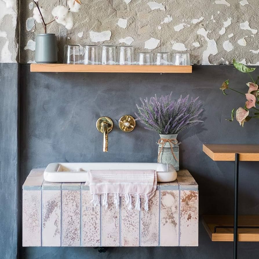 Amazon.co.jp: 花瓶付き人工ラベンダー花、人工ラベンダー植物