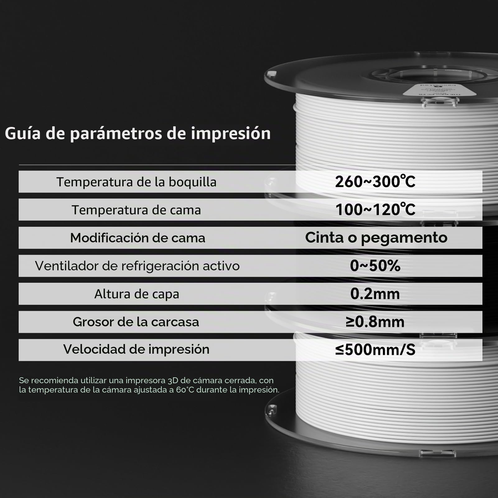 kexcelled Ignífugo Filamento PC Blanco para Impresora 3D 1,75mm 1kg