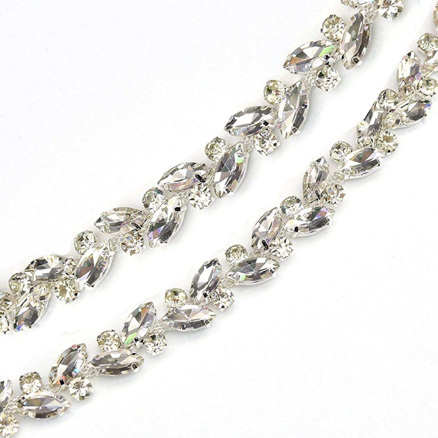 1 Yard Crystal Rhinestone Chain Trim, Diamond Rhinestone Chain Applique for Crafts DIY Sewing Clothing Wedding Party Decoration, Clothing Shoes Jewelry Accessories(A128-1)