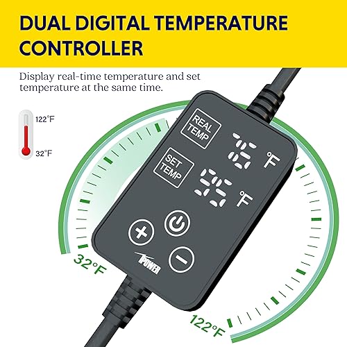 Miniatura 46 de iPower Alfombrilla térmica para plantas con controlador digital de temperatura doble, almohadilla térmica con certificación MET, 48 x 20.75