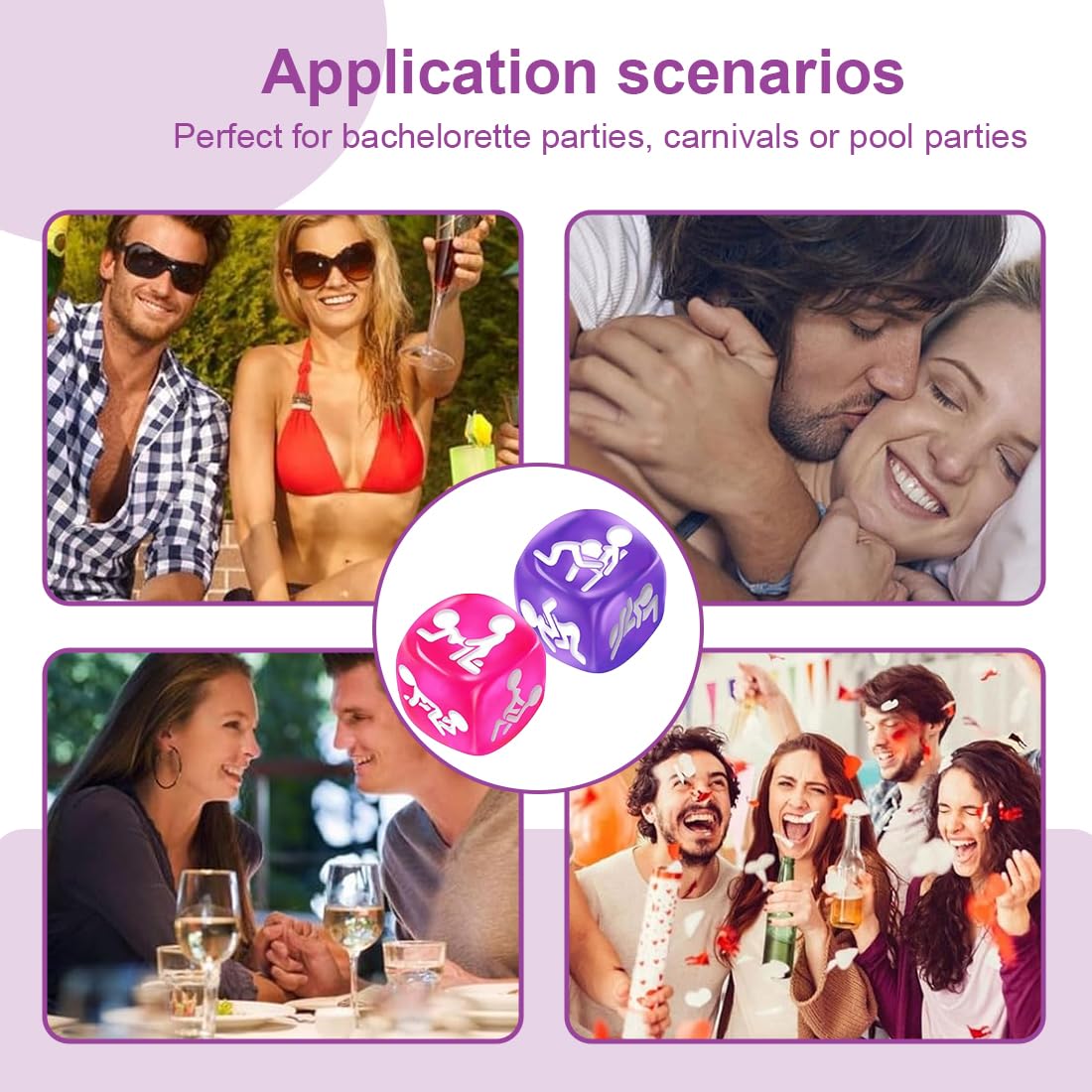 2 Pezzi Dado Sessuali Set, Giochi Erotici, Giochi Sessuali Hot per Coppia, Cubi Erotici Viola Orale E Rosa Sesso, 1.8Cm, Gioco Per Coppie Adulti Camera Da Letto