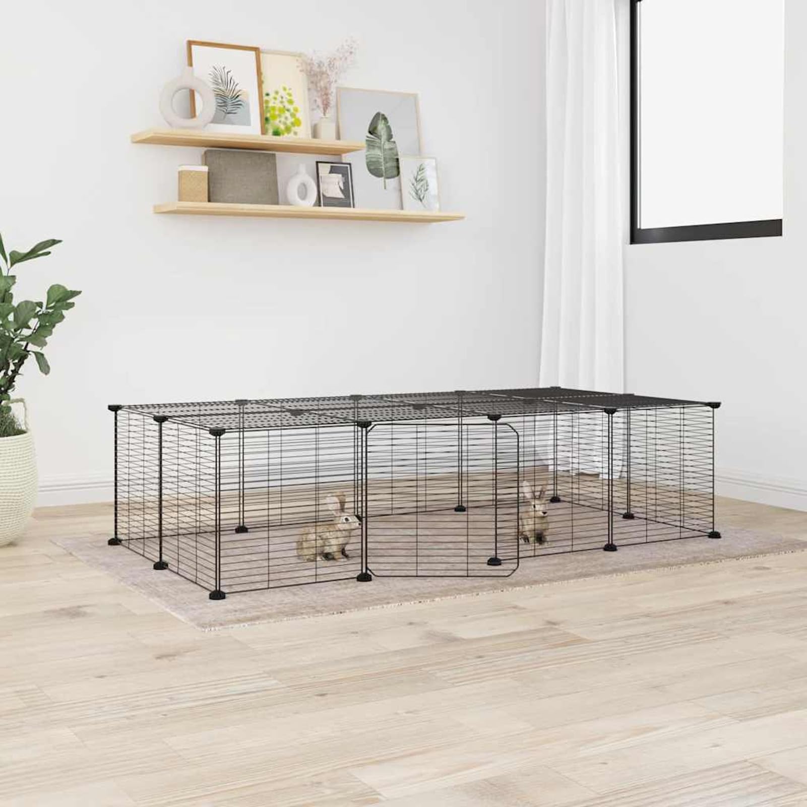 Jaula para Mascotas de 20 Paneles Puerta, Xichuzi Jaula Cobaya, Jaulas para Conejos, Valla para Mascotas, Recinto para Conejos, Parque para Conejos, Cosas para Conejos, Acero Negro 35x35 cm