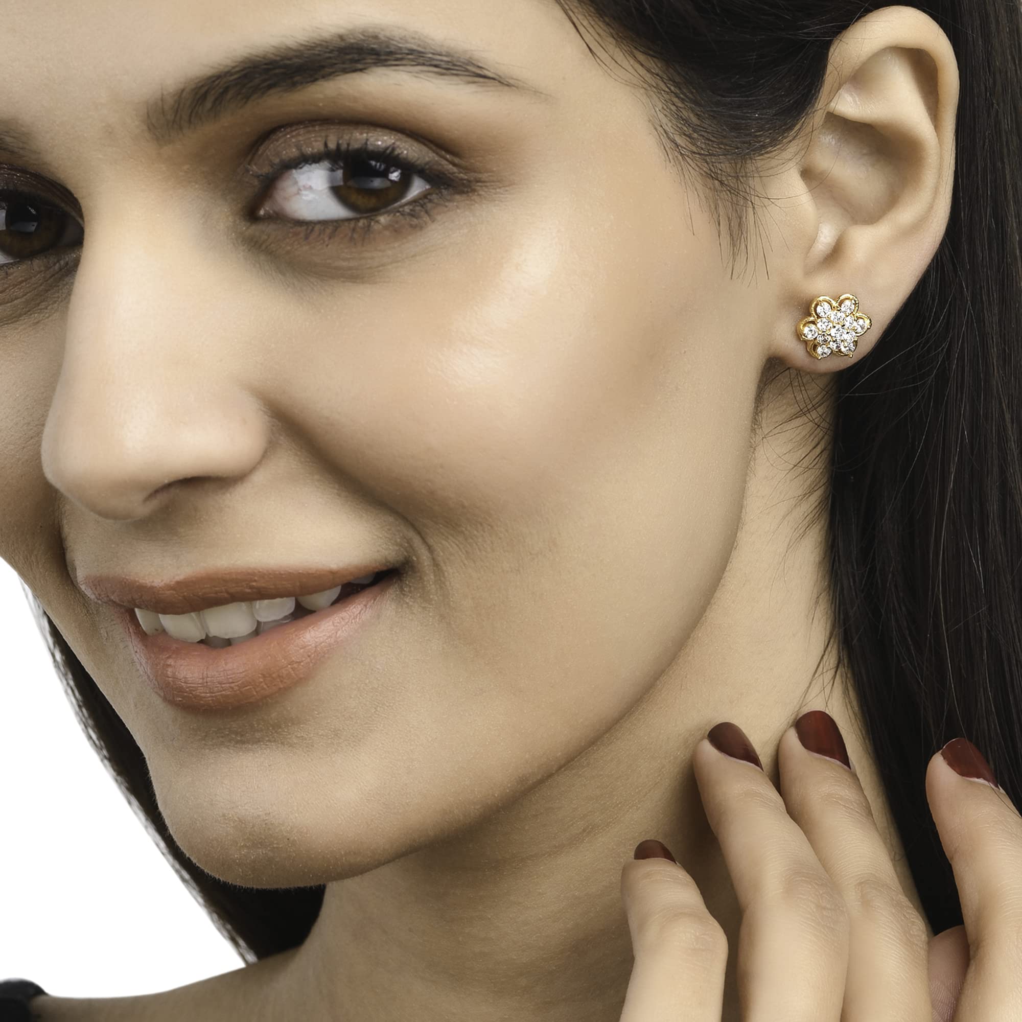 Round Cut CZ Gems Stud Earrings