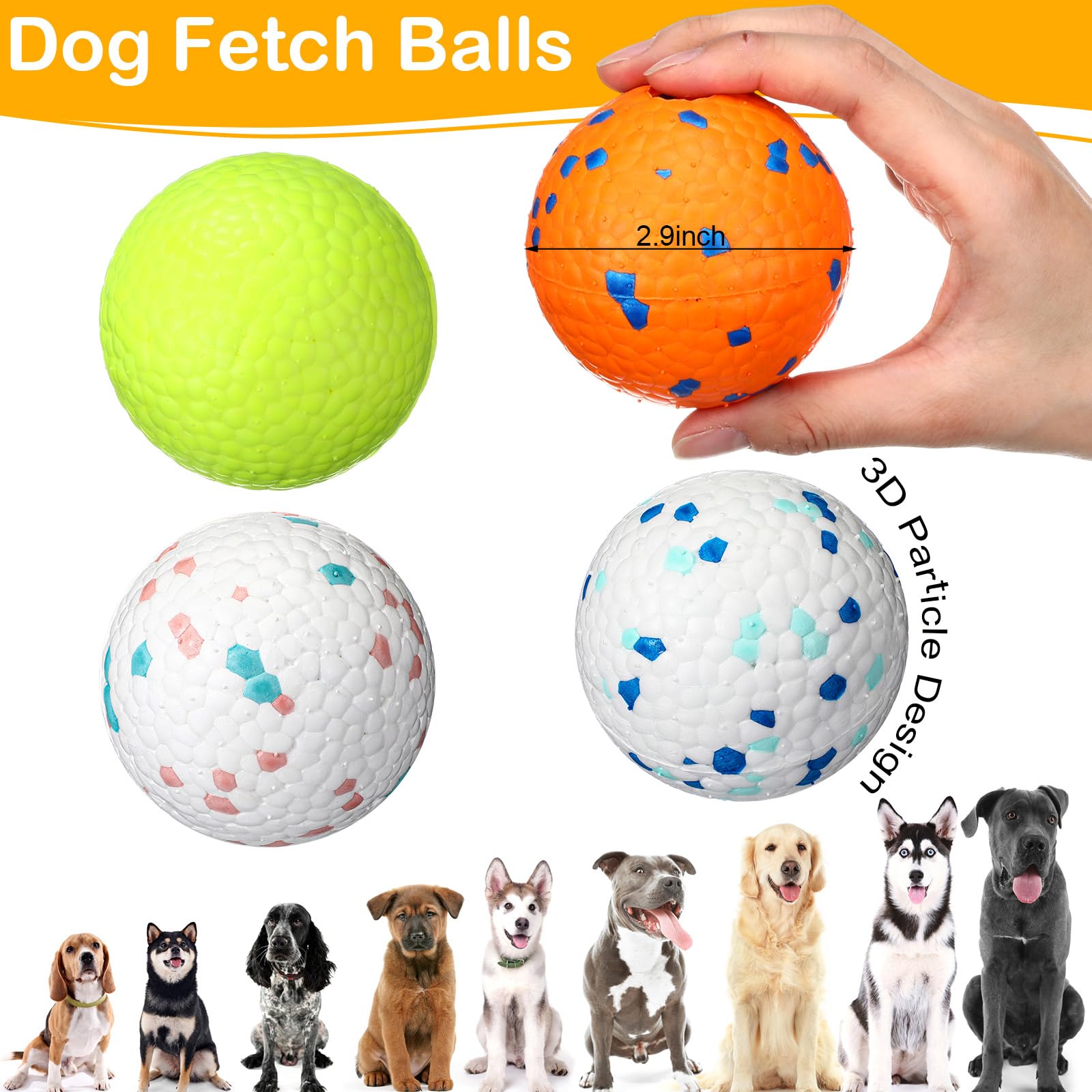 Jenaai Hundebälle für aggressive Kauer, Tennisball, 7,4 cm, unzerstörbar, langlebig, federnd, schwimmend, interaktive Hundebälle für große, mittelgroße und kleine Hunde und Welpen, 12 Stück (helle