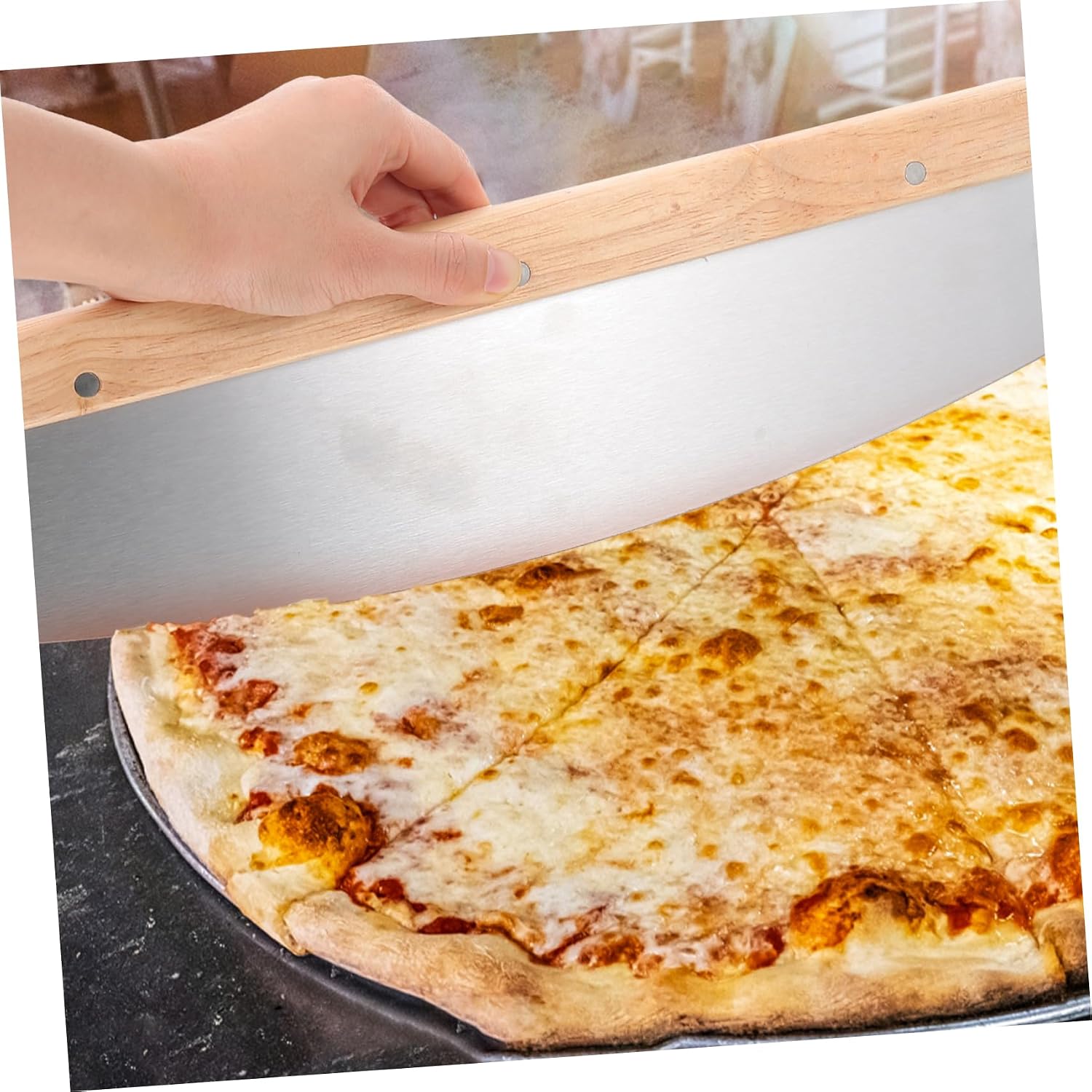 Stainless Steel Pizza Cutter with Handle Efficient Kitchen Gadget for Home Baking Restaurants and More Quick and Neat Cutting Tool for Pizza Noodles Cakes and Sandwiches