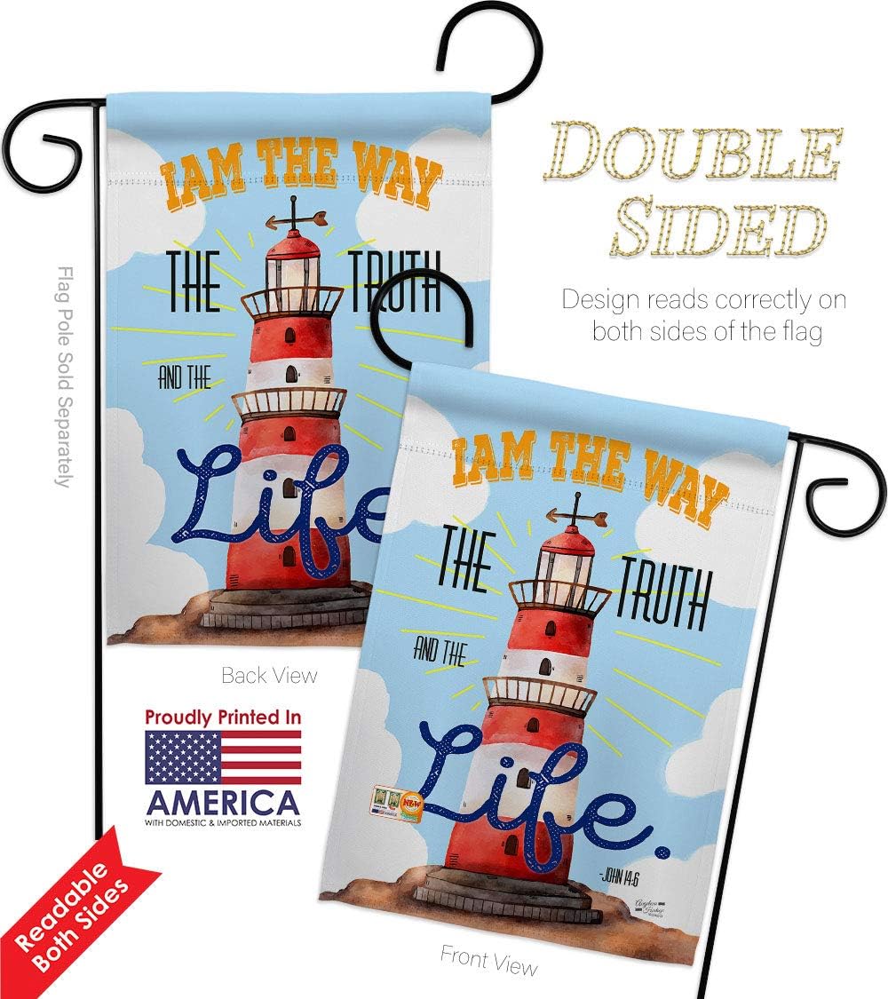 I Am The Way Garden Flags Pack Religious Bible Verses Bless Faith Thank Hope Pray Christian Religion USA Applique Small Decorative Gift Yard House Banner Double-Sided Made In 13 X 18.5
