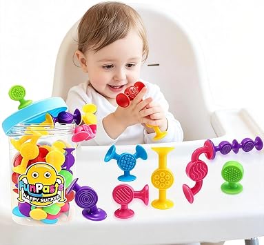 Large Suction Cup Bath Toys, Sensory Suction Building Block Toy, 30Pcs Large Starter Montessori Stocking Stuffers for Kids Girls Boys Colorful Popdarts Birthday Travel Car Game