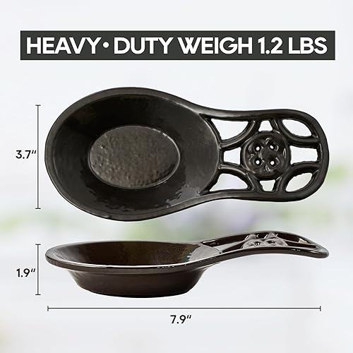 Miniatura 3 de Soporte para cuchara de cocina para estufa, soporte de cuchara de hierro fundido para encimera de cocina, soporte de utensilios de alta resistencia,
