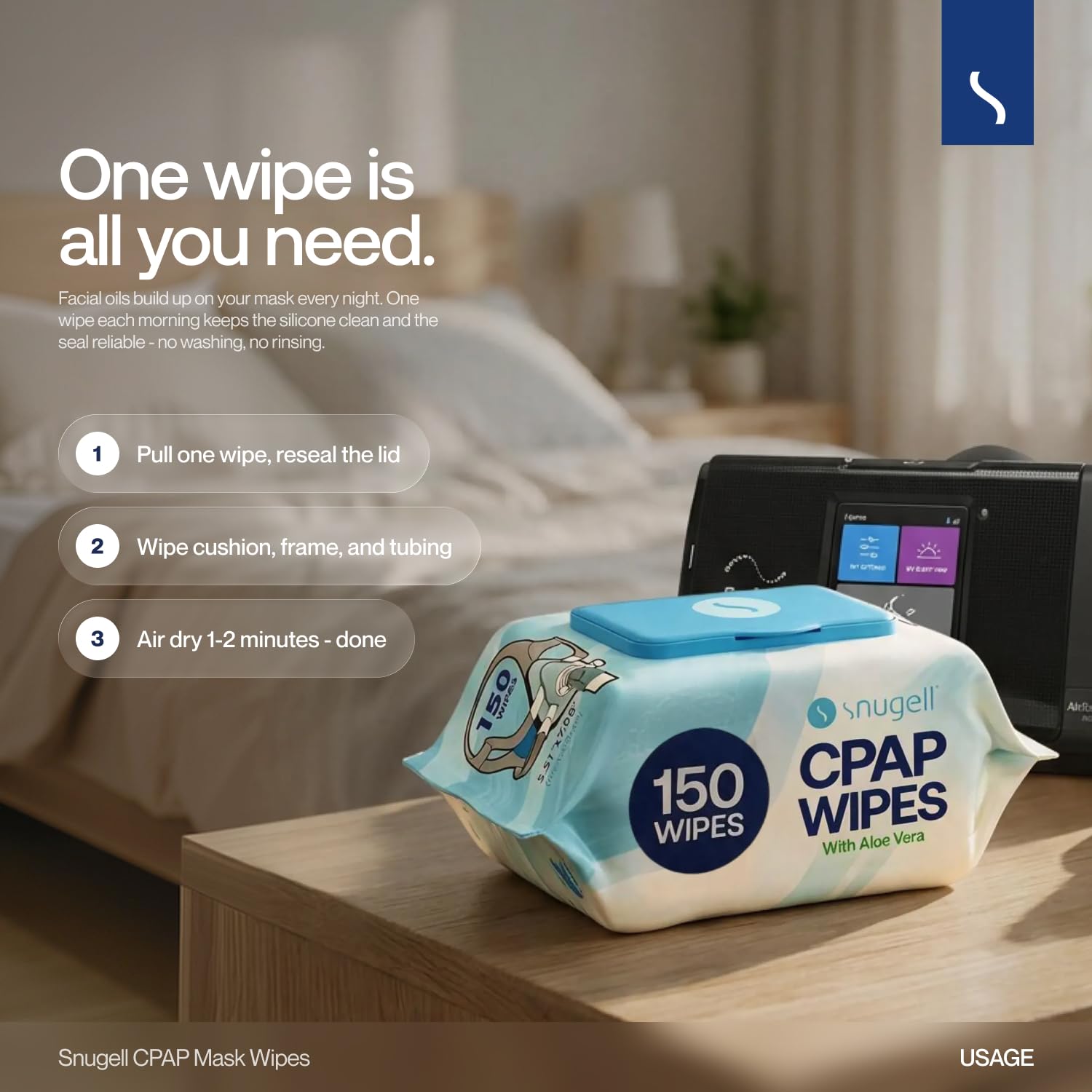 Snugell CPAP Mask Wipes - 150 Count -3