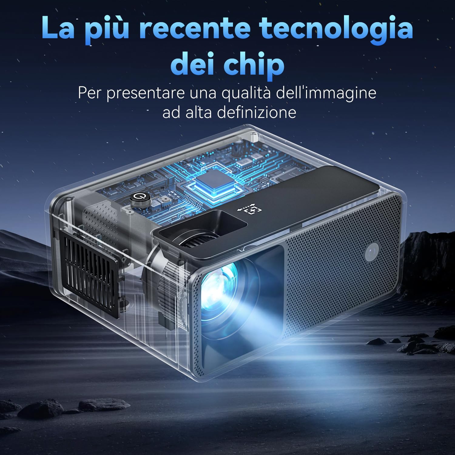 Proiettore 13000 Lumens Full HD 1080P, 2025 Upgraded Einyoumily 4K Mini Proiettore Portatile, Videoproiettore Home Theatre 130", Compatibile con iOS/Android/TV Stick/HDMI/USB(14 * 11 * 6cm)
