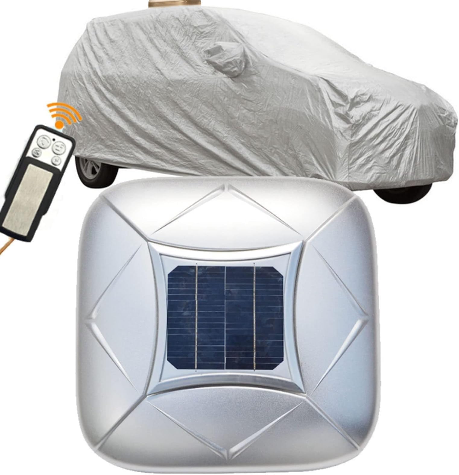 Automatic Car Cover with Remote Control, Smart Car Cover with Solar Panel, Solar Charging, Quick and Convenient to Protect Your Car, Universal Fit for Sedan, SUV, MPV Silver-3L