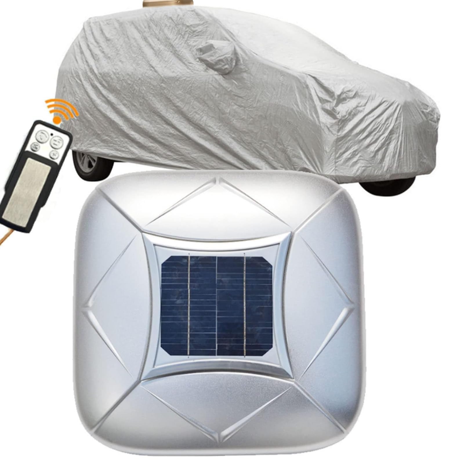 Automatic Car Cover with Remote Control, Smart Car Cover with Solar Panel, Solar Charging, Quick and Convenient to Protect Your Car, Universal Fit for Sedan, SUV, MPV Silver-2L