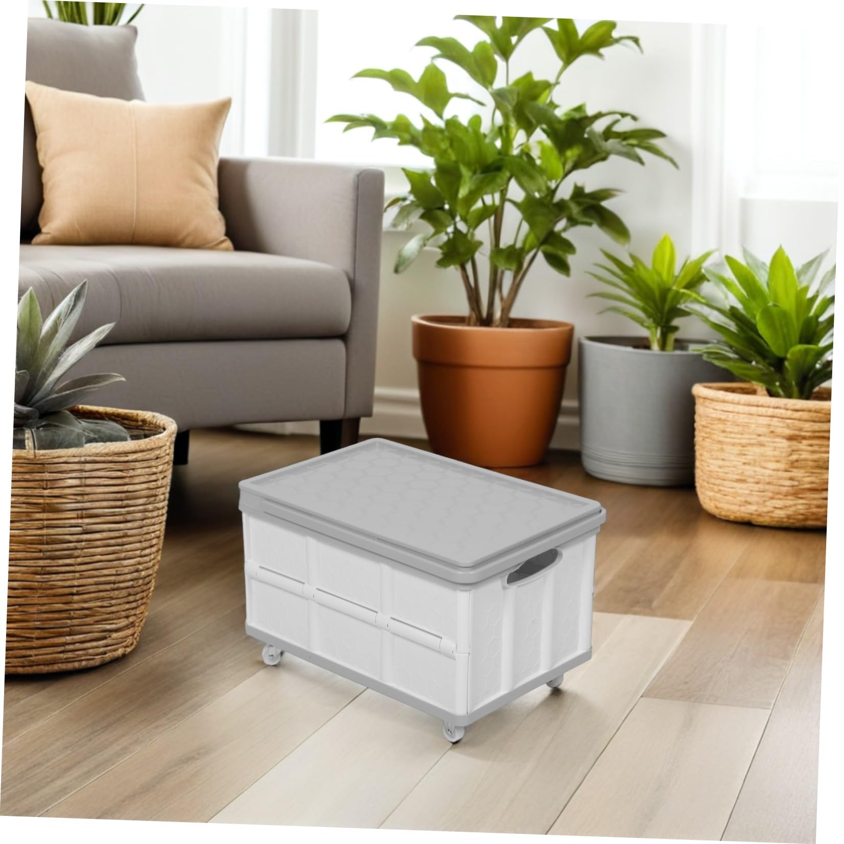 Toddmomy Aufbewahrungsbox mit Rollen aus Kunststoff Faltbar mit Deckel Groß Weiß für Auto Kofferraum und Kleidung Ausziehbare Aufbewahrungsbox