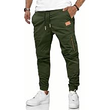 Mens Cargo Joggers UK Elasticated Waist Work Trousers Black Durable Cargo Pants for Men