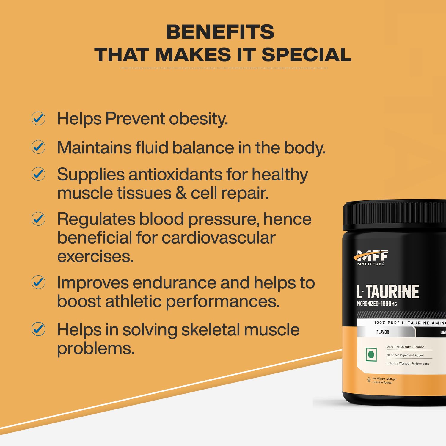 MyFitFuel L-Taurine (100 gm) Unflavoured 1